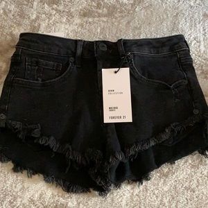 Black Mid Rise Shorts